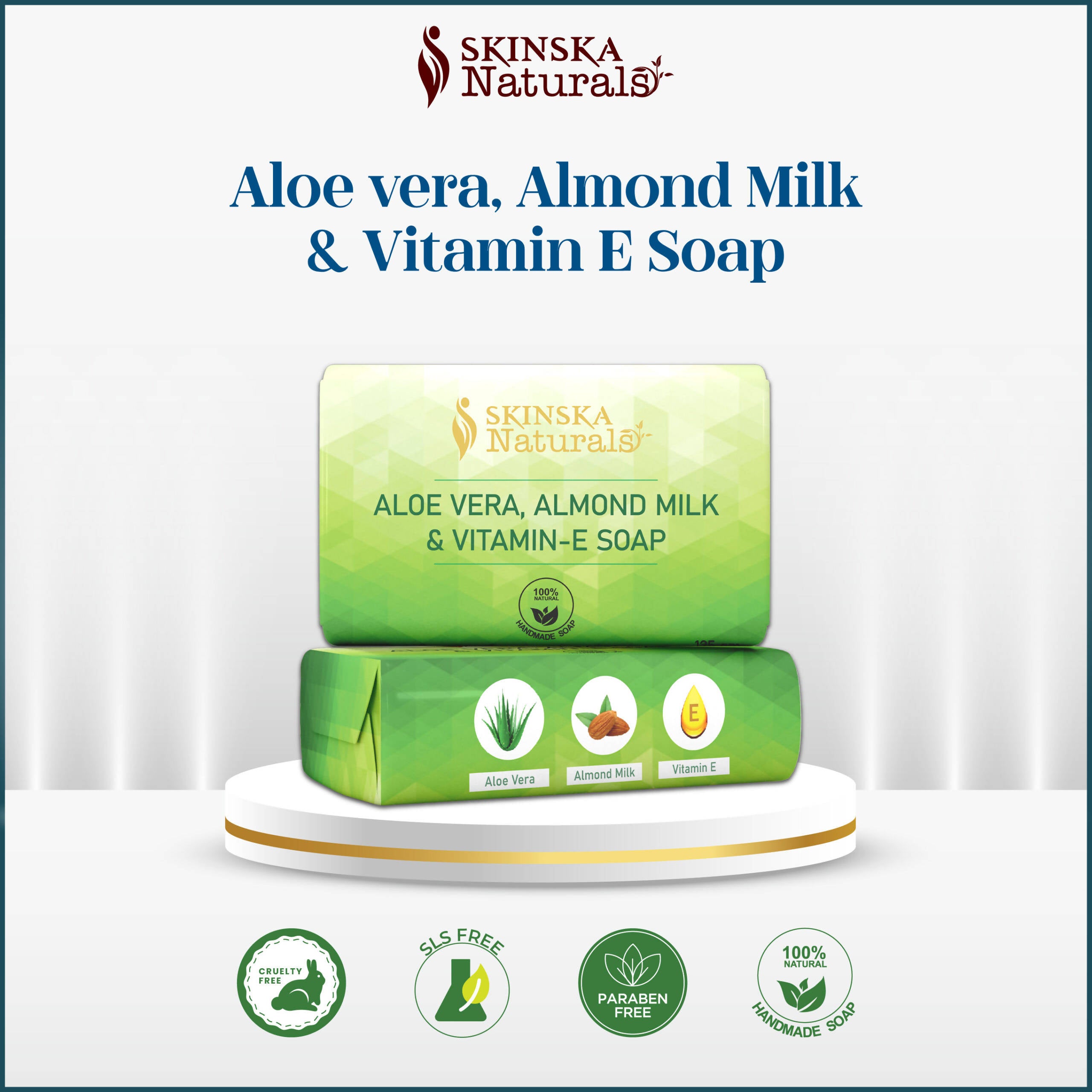 Skinska Natural Aloe Vera Vitamin E & Almond Milk Soap - Distacart