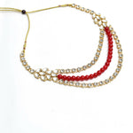 Thumbnail for Mominos Fashion Johar Kamal Handicraft Finish White & Red Pearls Choker For Women (White/Red) - Distacart
