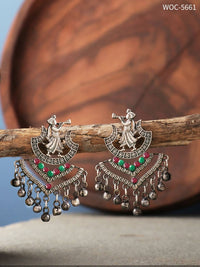 Thumbnail for Mominos Fashion Johar Kamal Silver Barrat Ghungroo Earrings