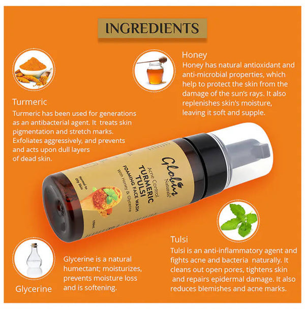 Globus Naturals Tulsi Turmeric Foaming Face Wash - Distacart