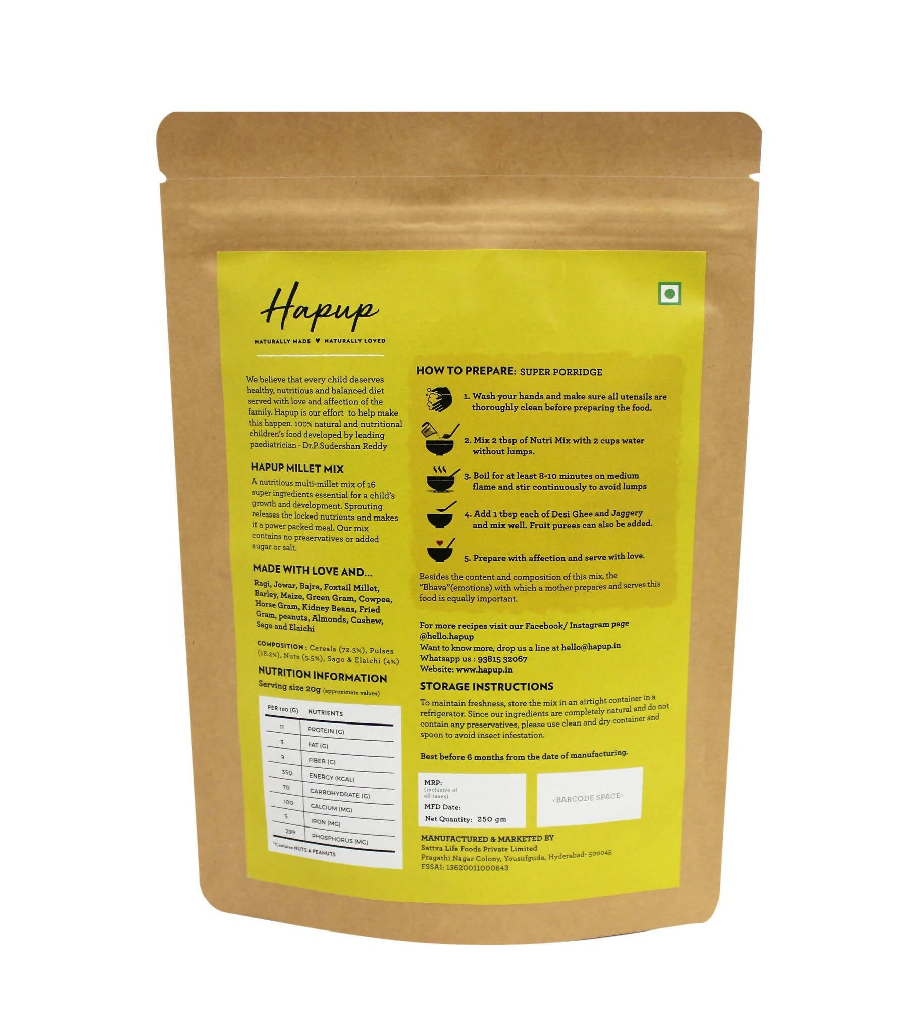 Hapup Millet Mix Sprouted - Distacart