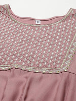 Thumbnail for Yufta Pink Embroidered Ethnic Midi Dress