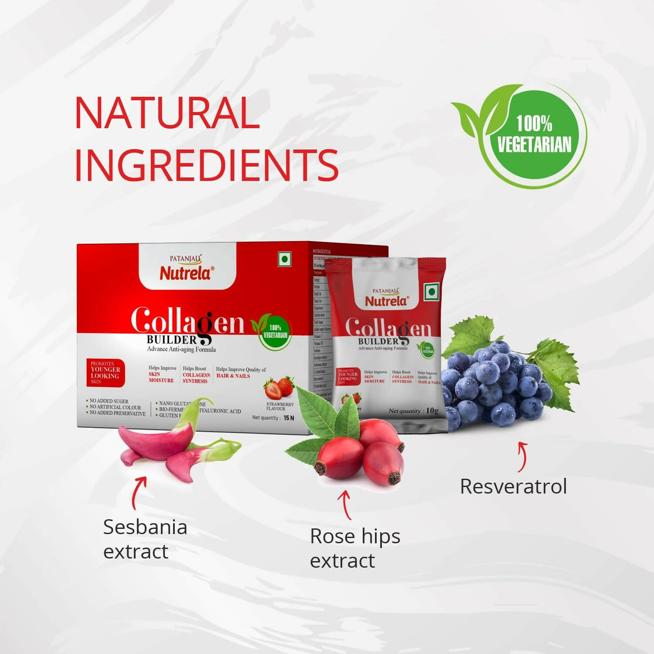 Patanjali Nutrela Collagen Builder Powder - Strawberry Flavour - Distacart