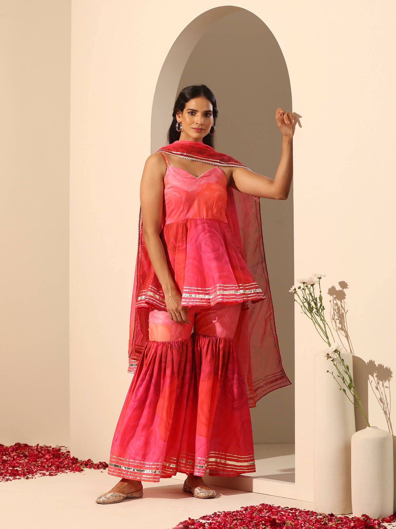 Pomcha Jaipur Pink Gul Bahaar Sharara Set - Distacart