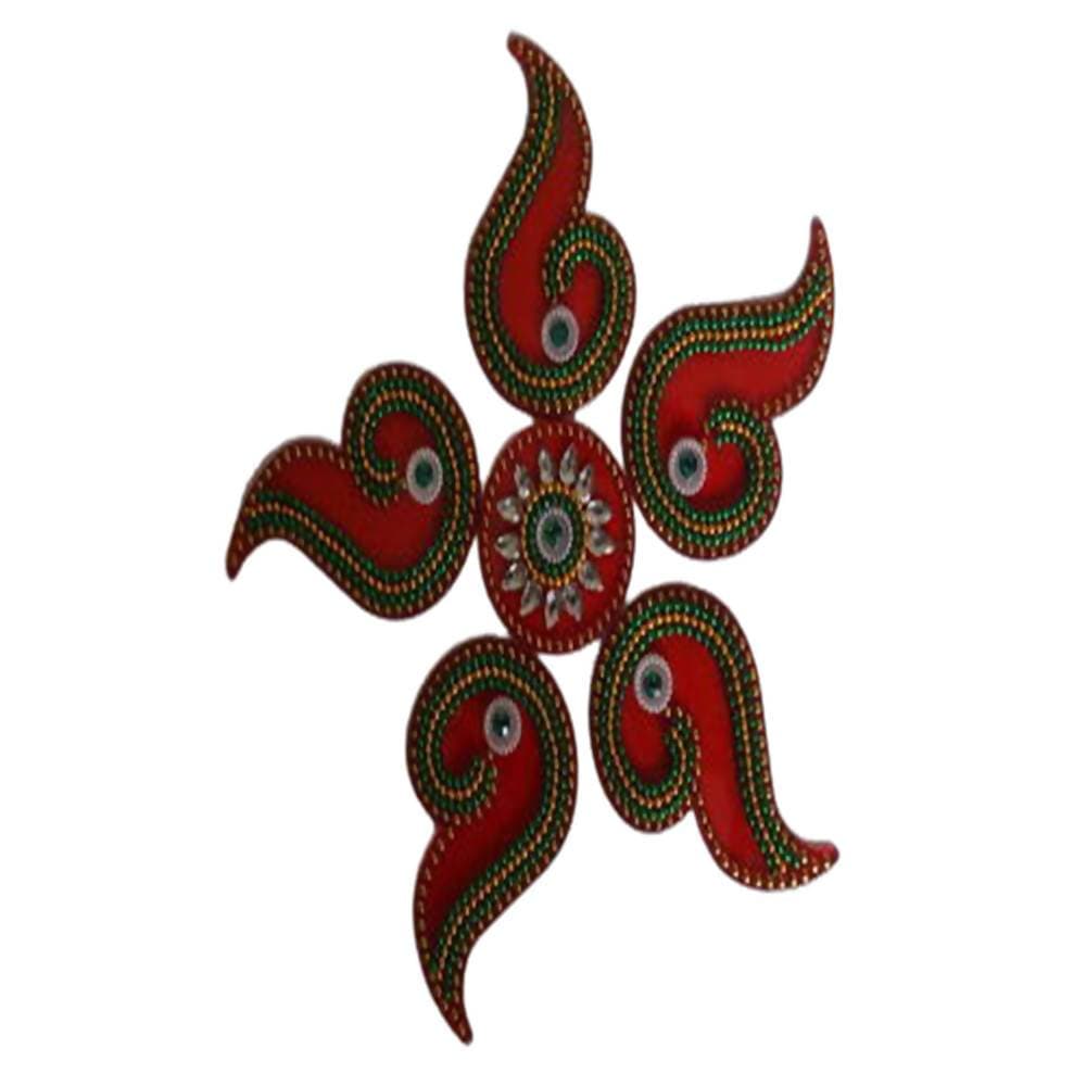 Kundan HandiKrafts Designer Red Colour Kundan Rangoli - Distacart