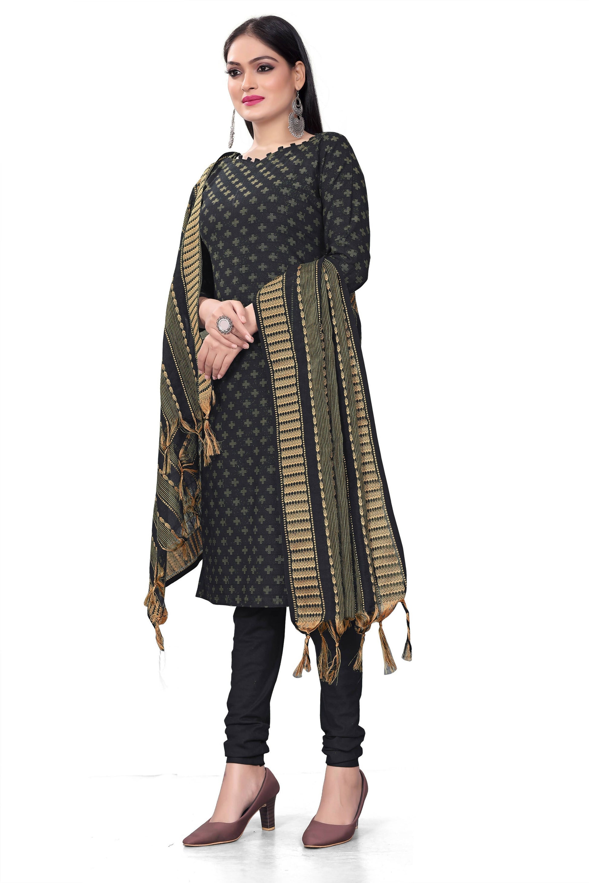 Blue Cotton Jacquard Woven Unstitched Dress Material - Amara - Distacart
