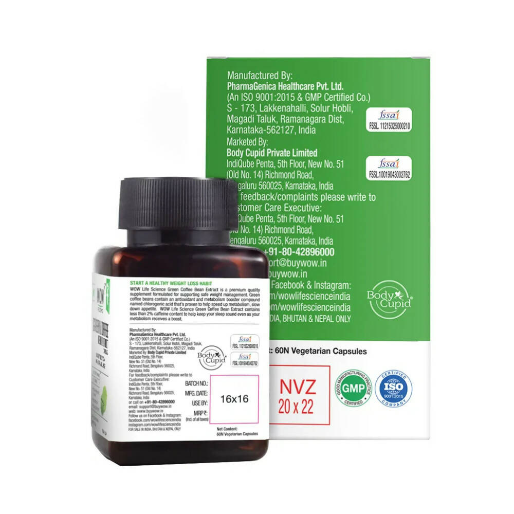 WOW Life Science Green Coffee Bean Extract Vegetarian Capsules - Distacart