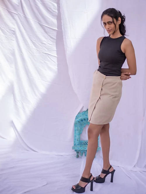 Diva Globe Beige Women Overlap skirt - Distacart