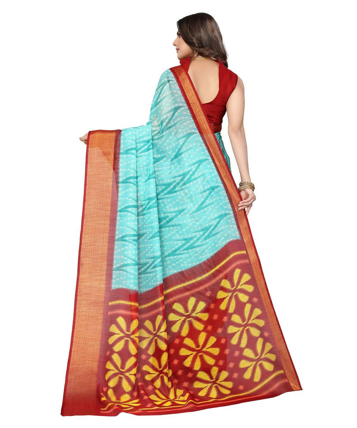 Vamika Cotton Sky Blue Jari Border Bollywood Style Saree (DINO SKY BLUE) - Distacart