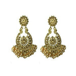 Thumbnail for Tiaraa Golden Pearl Polki Studded Fashion Earrings - Distacart