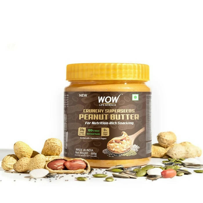 Wow Life Science Crunchy Superseeds Peanut Butter - Distacart