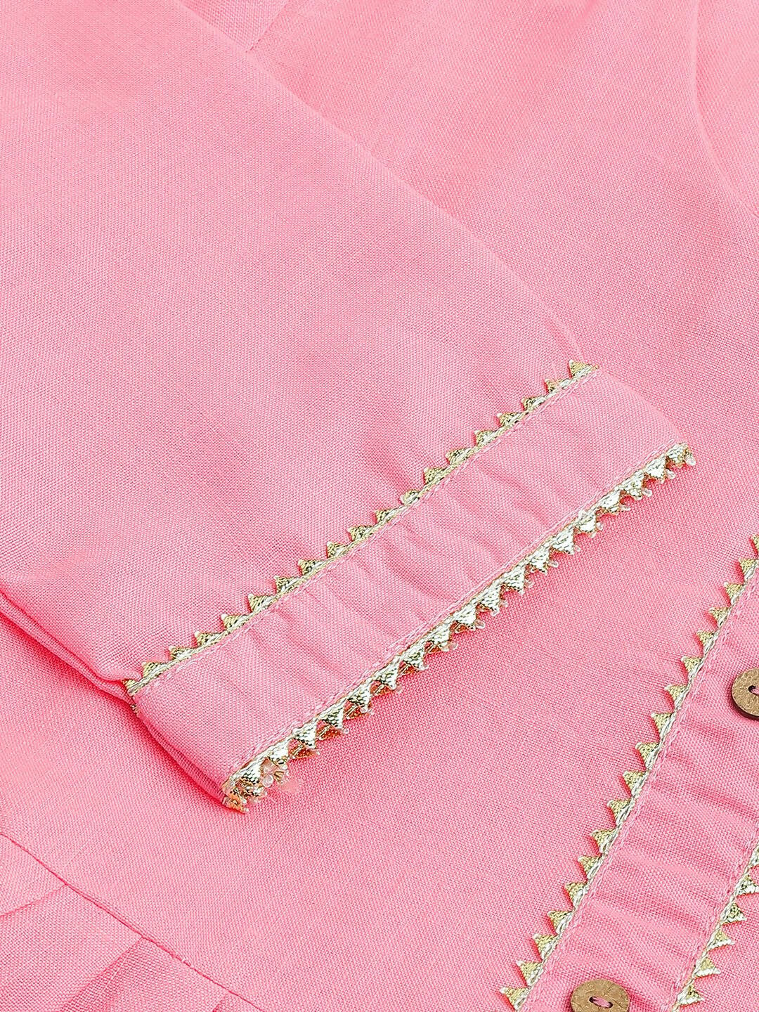 Pink Poly Cotton Solid Nayra Cut Kurta - Tirtha - Distacart