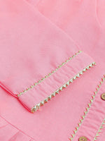 Thumbnail for Pink Poly Cotton Solid Nayra Cut Kurta - Tirtha - Distacart