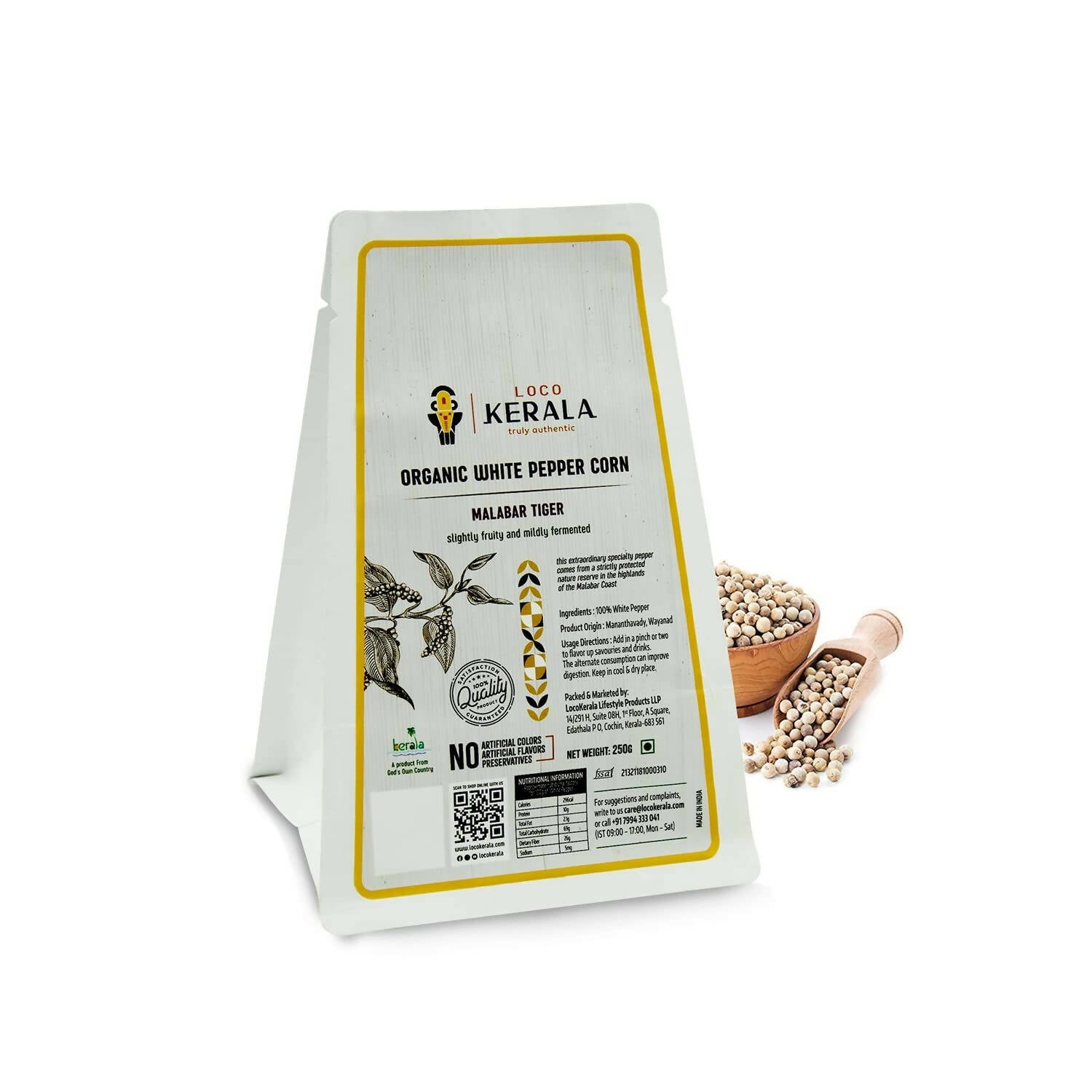 LocoKerala Malabar Tiger Organic White Pepper Corn - Distacart