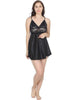 Ruhani HLSC Anarkali Poly Satin Black Short Nighty Fits Bust (Ruhani_NT_04_FS)