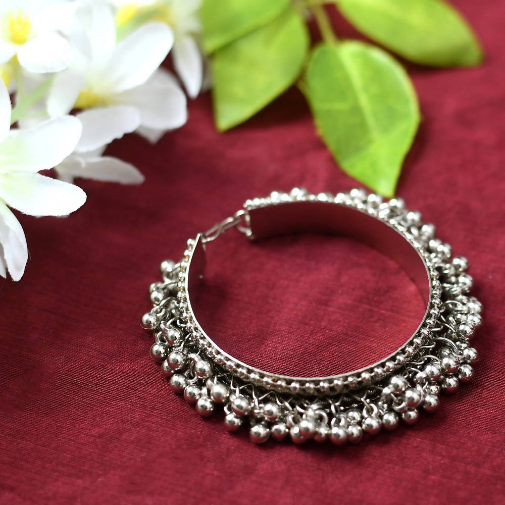 Mominos Fashion Kamal Johar Oxidised Silver-Plated Ghungroo Handcraft Bracelet