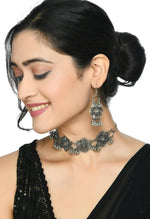 Thumbnail for Mominos Fashion Johar Kamal Silver-Plated Brass Finish Floral Desgin Choker For Women - Distacart