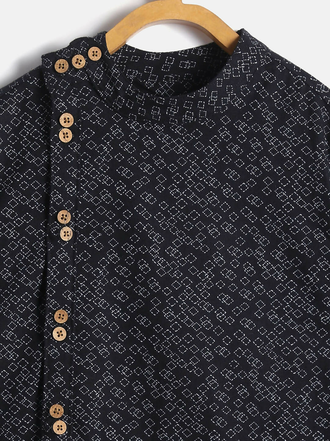 Manet Ethnic Full Sleeves Triangel Printed Shirt - Black - Distacart