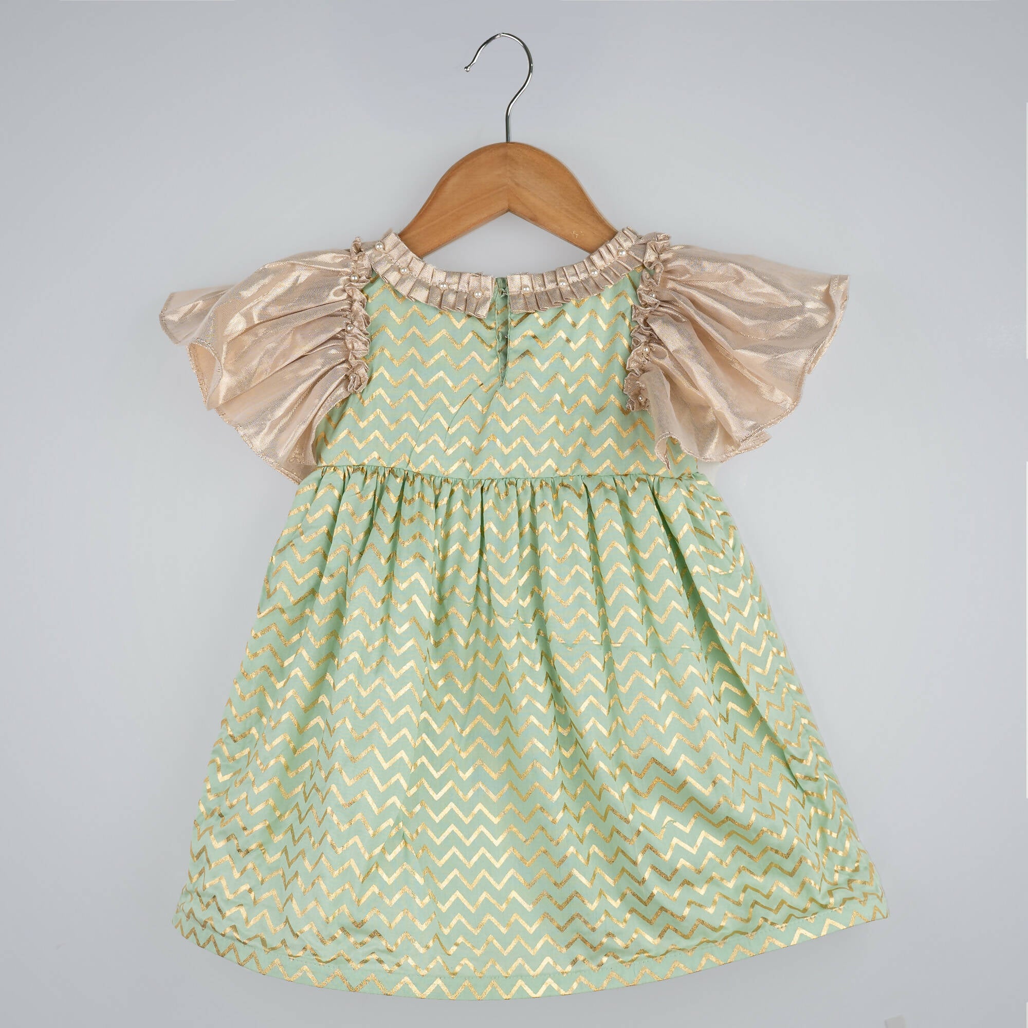 Pink Cow Fashions Gold & Green Printed Dress - Distacart