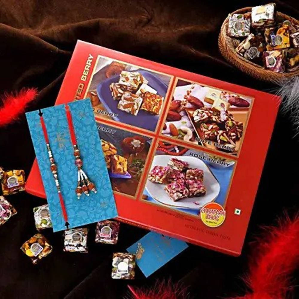 Ethnic Pearl Lumba Rakhi Set & Assorted Berry Bites