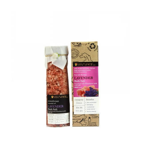 Soulflower Aromatherapy Essential Oil Lavender Bath Salt Enriched With Himalayan Pink Rock Salt - Distacart