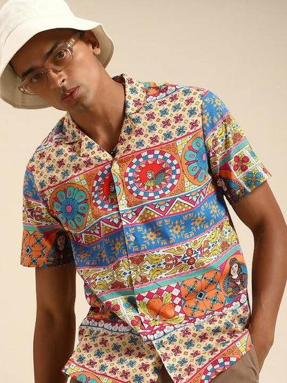 Multicoloured Relaxed Opaque Printed Casual Resort Shirt - Mahotsav - Distacart