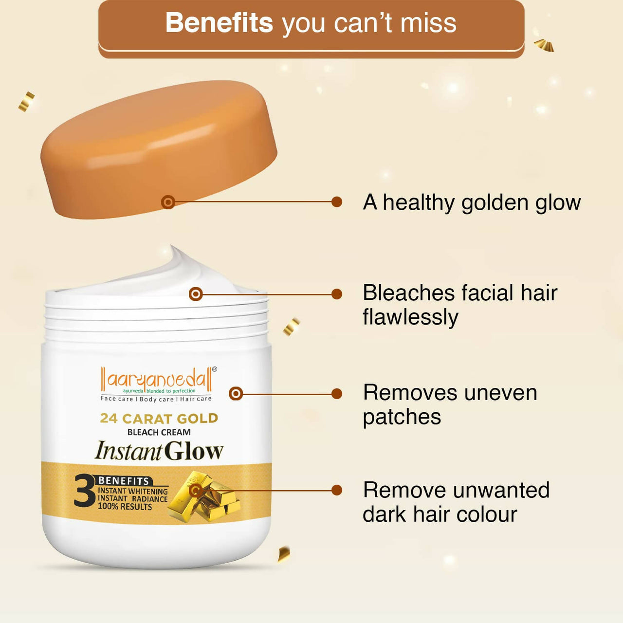 Aaryanveda 24 Carat Gold Bleach Cream - Distacart