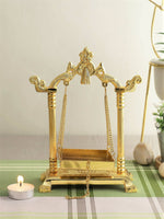 Thumbnail for CraftVatika Gold-Toned Aluminium Laddu Gopal Lord Jhula Mandir - Distacart