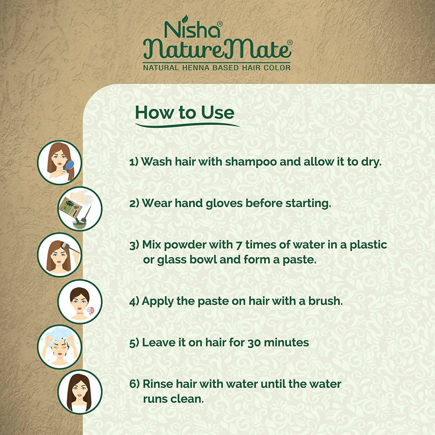 Nisha Nature Mate Henna Based Hair Black Color Powder - Distacart