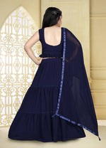 Thumbnail for Wedding Designer Blue Georgette Kidswear Lehenga - Aaradhna - Distacart