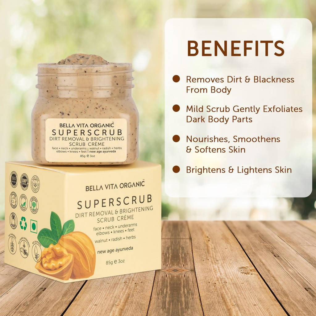 Bella Vita Organic SuperScrub Dirt Removal & Skin Brightening Scrub Creme - Distacart