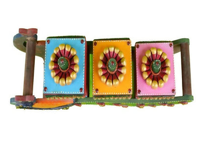 Kundan HandiKrafts Mdf Peacock Dry Fruit 3 Compartment - Distacart