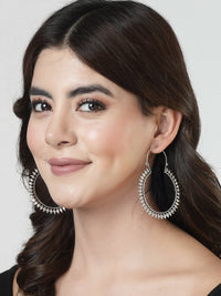 Thumbnail for NVR Women Silver Full Circular Hoop Earrings - Distacart
