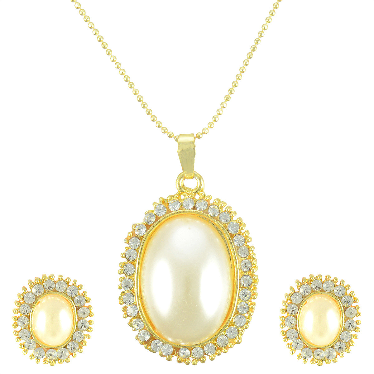 Gold-Plated Alloy Pearl Drop Pendant Set - The Pari - Distacart