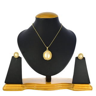 Gold-Plated Alloy Pearl Drop Pendant Set - The Pari - Distacart