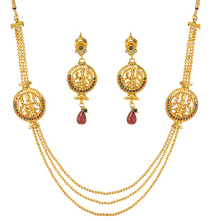 Gold-Plated Alloy Long Layered Goddess Necklace - The Pari - Distacart