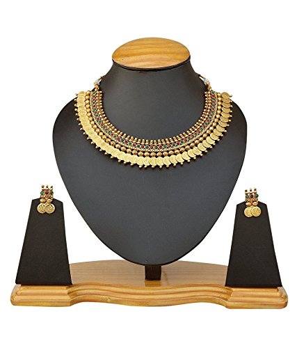 Gold-Plated Alloy Temple Jewellery Coin Choker Necklace - The Pari - Distacart
