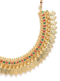 Thumbnail for Gold-Plated Alloy Temple Jewellery Coin Choker Necklace - The Pari - Distacart