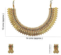 Thumbnail for Gold-Plated Alloy Temple Jewellery Coin Choker Necklace - The Pari - Distacart