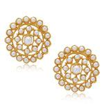 Thumbnail for Gold-Plated Alloy Pearl Beaded Round Pendant Choker Necklace Set - The Pari - Distacart