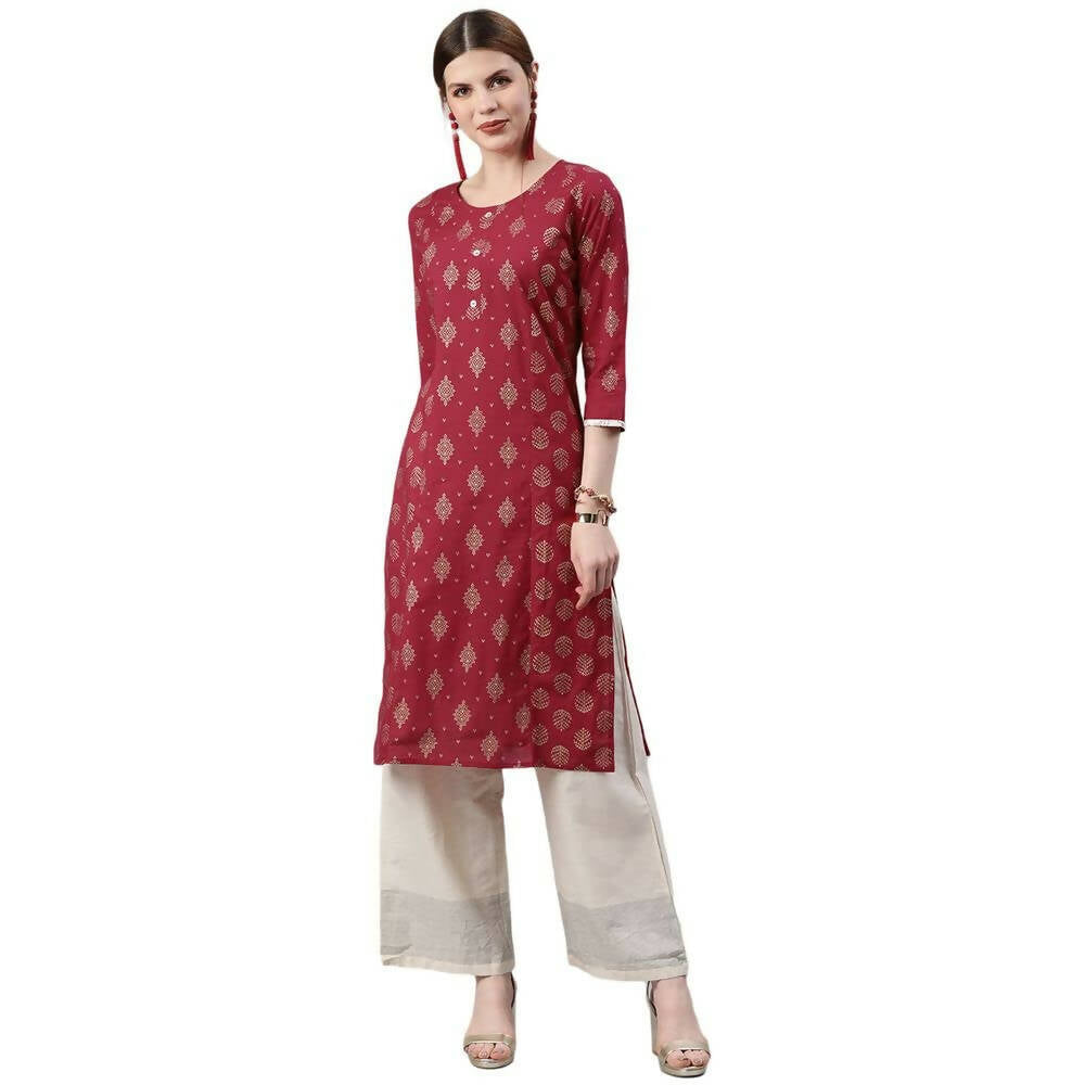 Anubhutee Women's Cotton Regular Straight Pink Kurta - Distacart