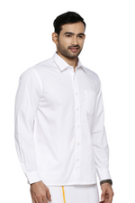 Thumbnail for Ramraj Cotton Mens Full Sleeve Formal 100 % Cotton White Shirt - Distacart