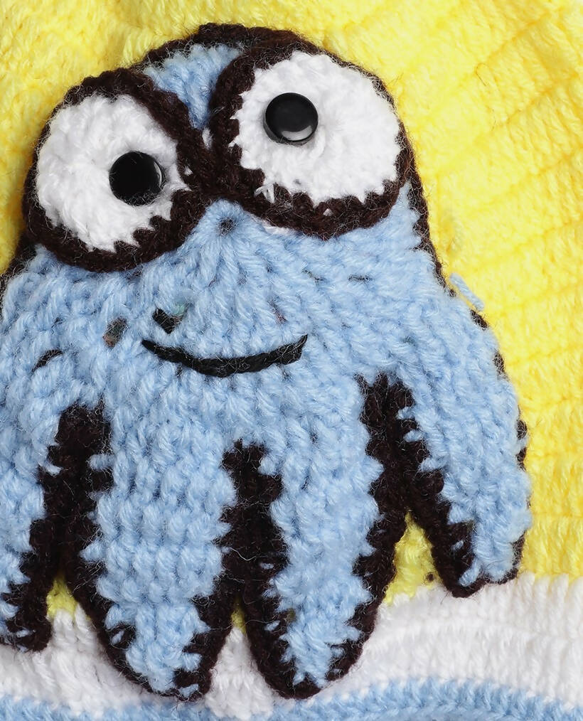Chutput Kids Woollen Hand Knitted Octopus Detail Cap - Yellow - Distacart