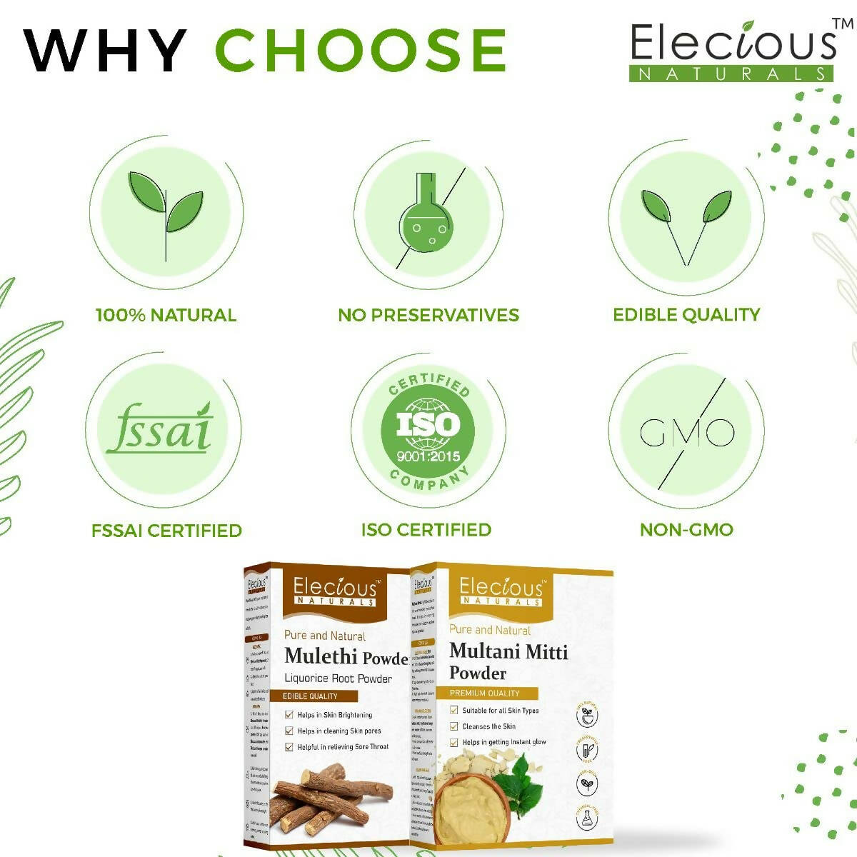 Elecious Naturals Mulethi and Multani Powder - Distacart