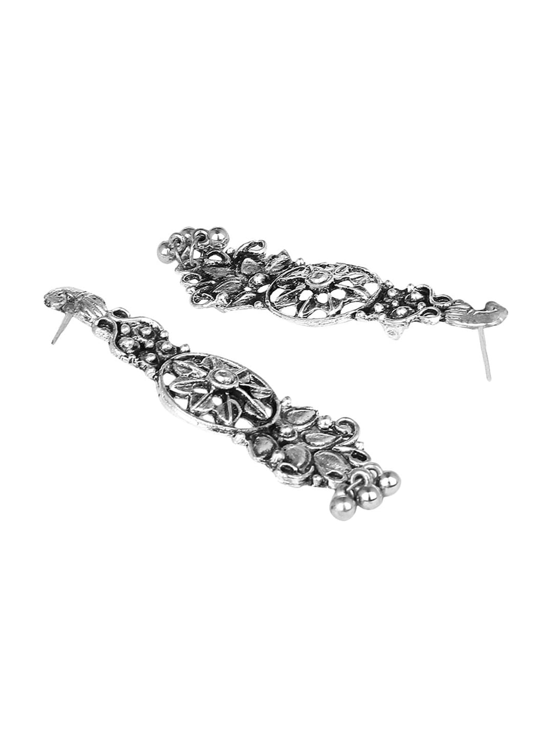 Cardinal Oxidised Silver-Plated Stone-Studded & Beaded Jewellery Set - Distacart