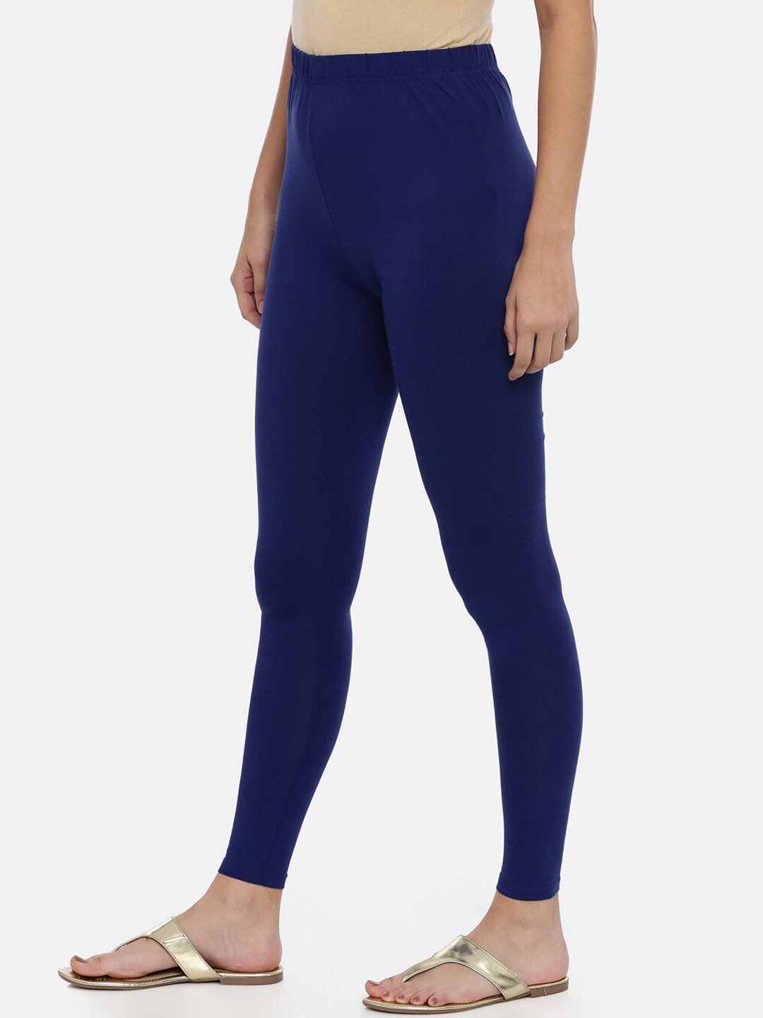 Souchii Women Navy Blue Solid Slim-Fit Ankle-Length Leggings - Distacart