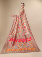 Thumbnail for Sangria Beige & Orange Floral Woven Design Pure Silk Saree - Distacart