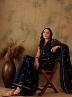 Thumbnail for Sangria Floral Sequin Embroidered Organza Sarees - Distacart