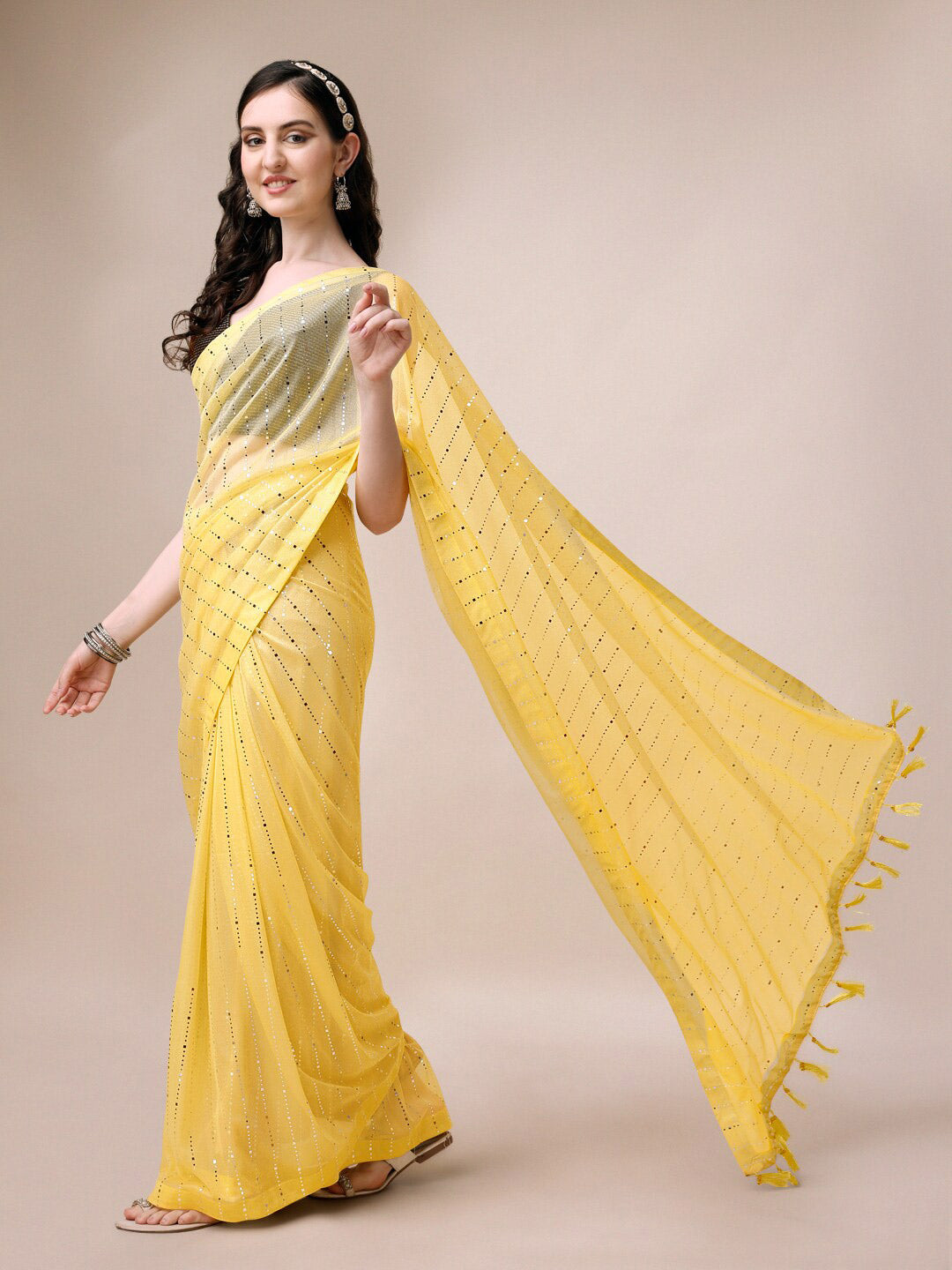 Kalini Embellished Beads and Stones Pure Silk Saree - Distacart