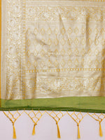 Thumbnail for Saree Mall Mustard Ethnic Motifs Zari Organza Banarasi Saree - Distacart